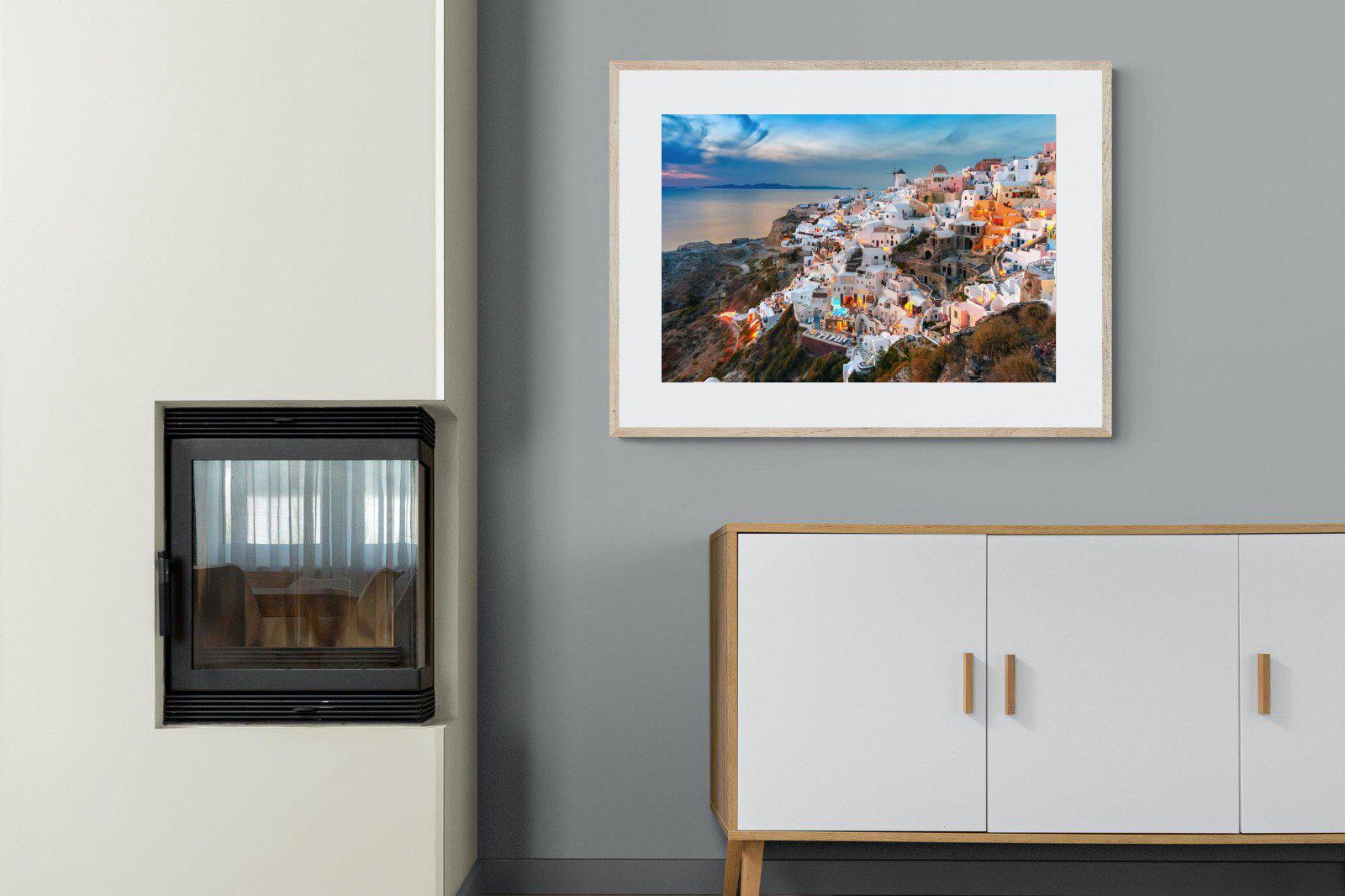 Oia at Sunset-Wall_Art-100 x 75cm-Framed Print-Wood-Pixalot