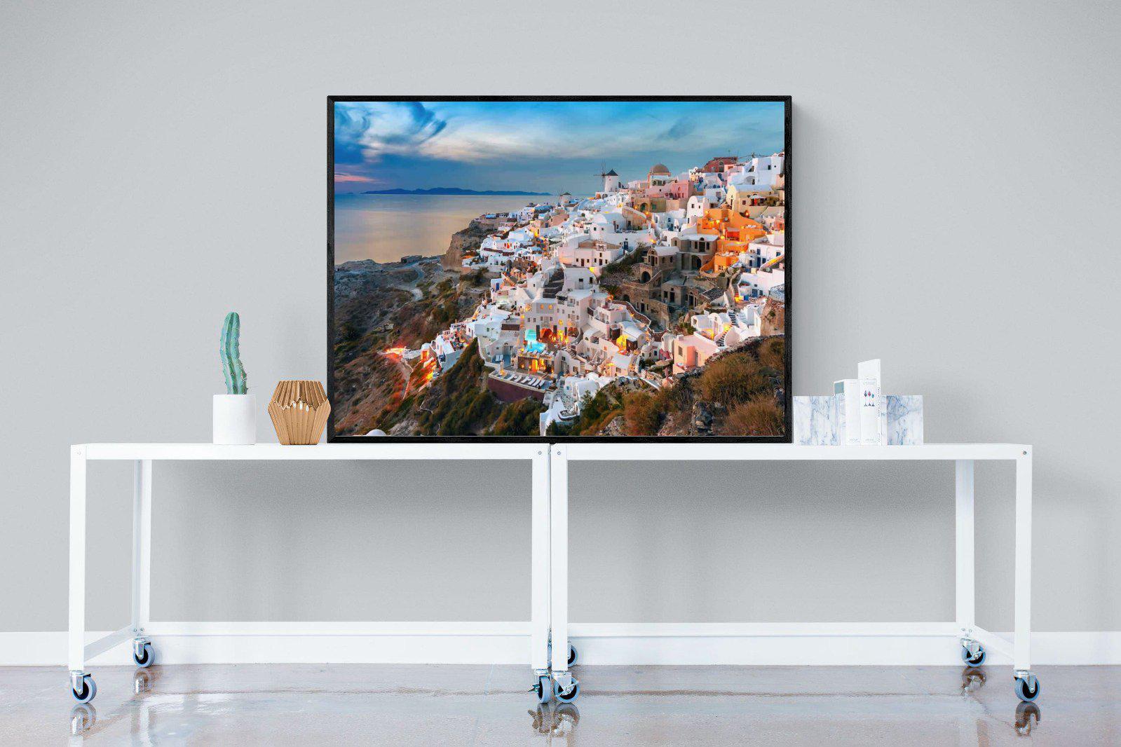 Oia at Sunset-Wall_Art-120 x 90cm-Mounted Canvas-Black-Pixalot