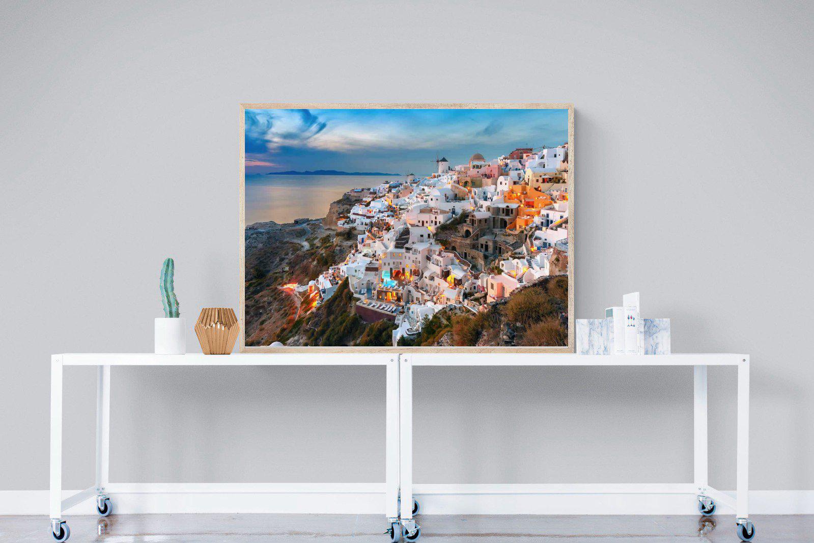 Oia at Sunset-Wall_Art-120 x 90cm-Mounted Canvas-Wood-Pixalot