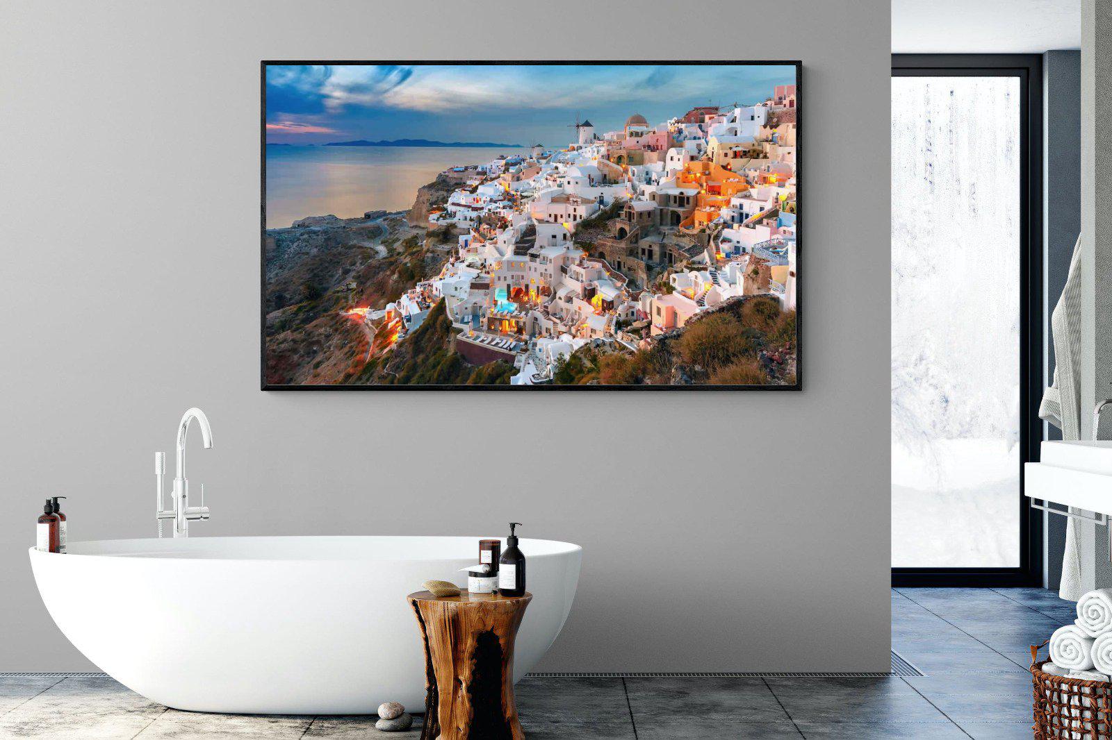 Oia at Sunset-Wall_Art-180 x 110cm-Mounted Canvas-Black-Pixalot