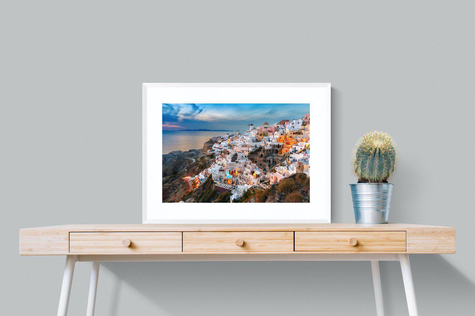 Oia at Sunset-Wall_Art-80 x 60cm-Framed Print-White-Pixalot