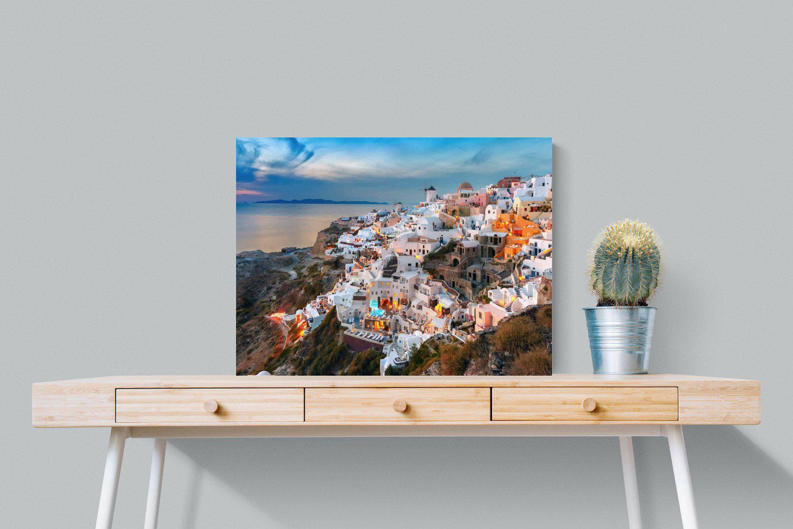 Oia at Sunset-Wall_Art-80 x 60cm-Mounted Canvas-No Frame-Pixalot