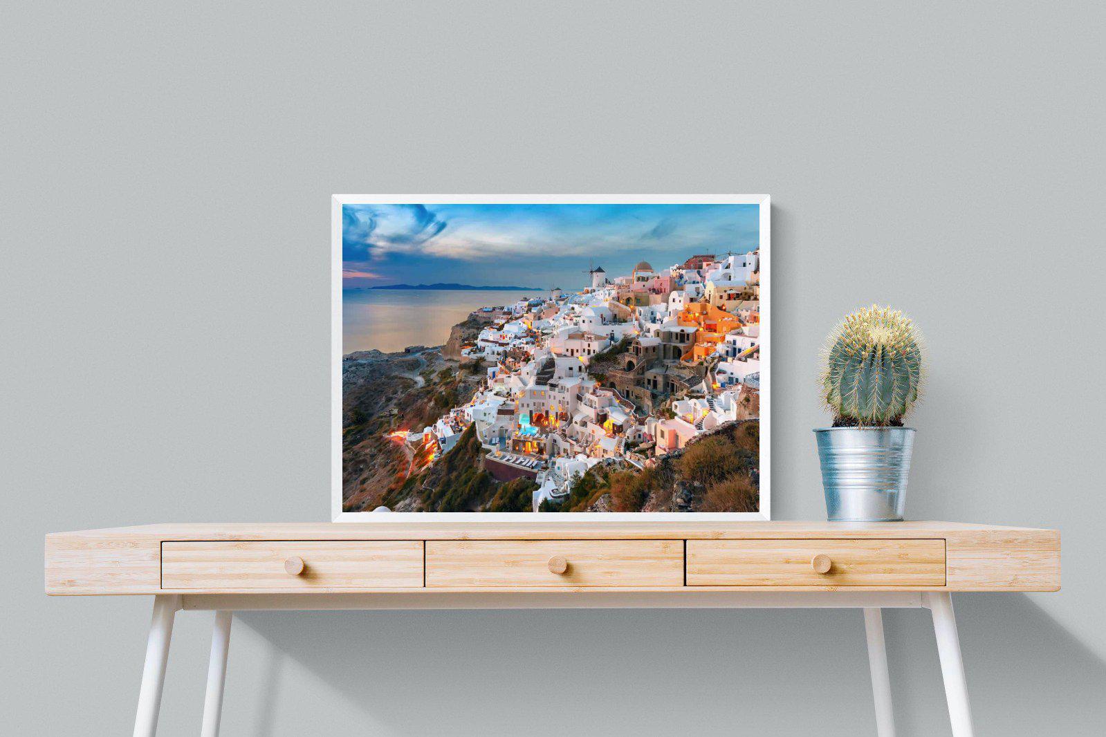 Oia at Sunset-Wall_Art-80 x 60cm-Mounted Canvas-White-Pixalot