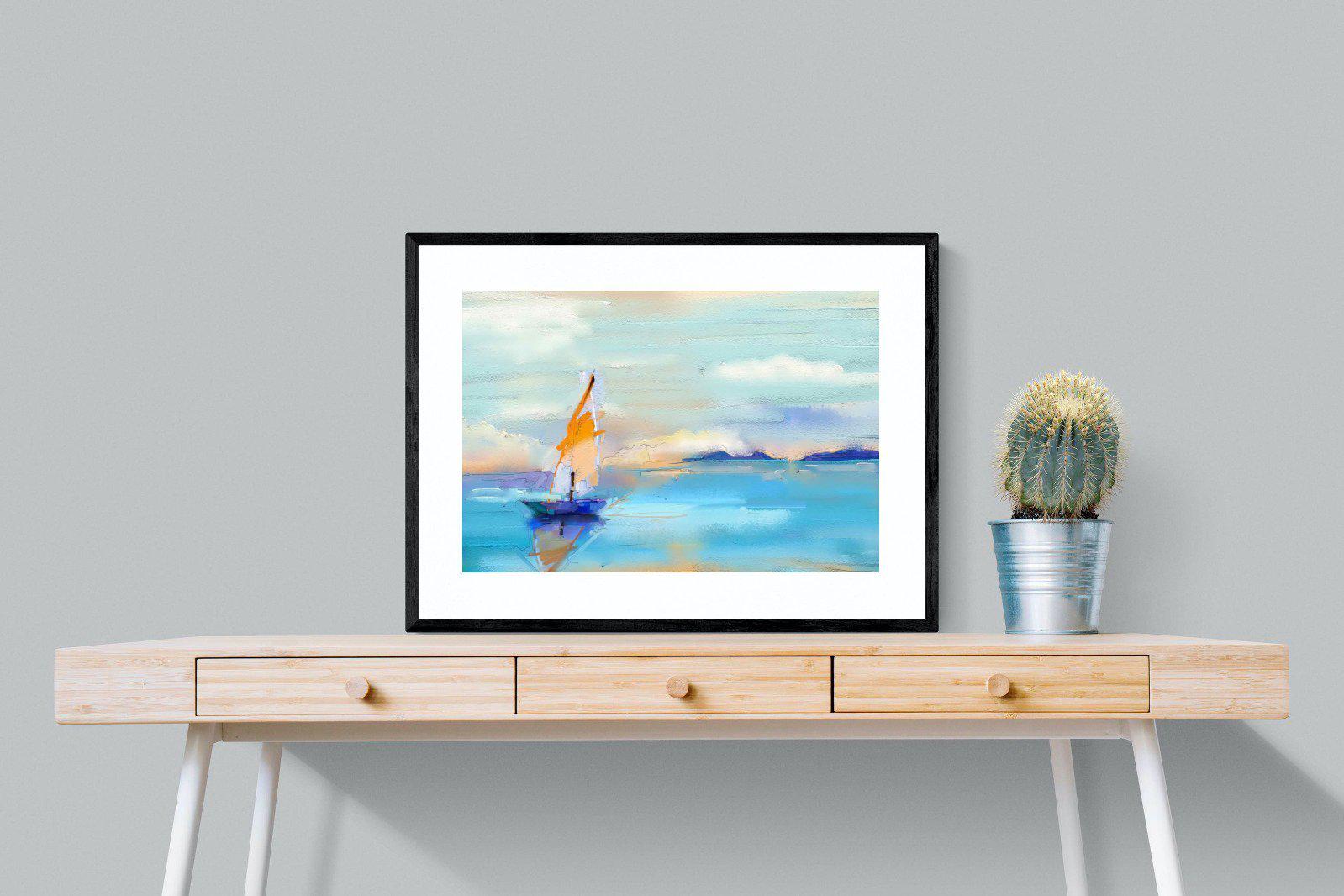 One Sail-Wall_Art-80 x 60cm-Framed Print-Black-Pixalot