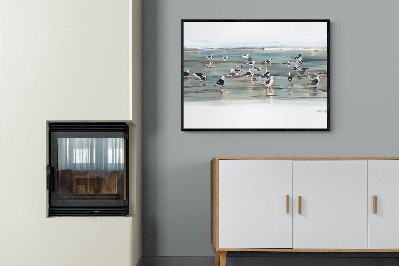 Painted Gulls-Wall_Art-100 x 75cm-Mounted Canvas-Black-Pixalot