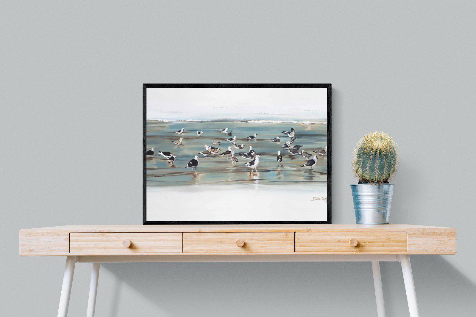 Painted Gulls-Wall_Art-80 x 60cm-Mounted Canvas-Black-Pixalot