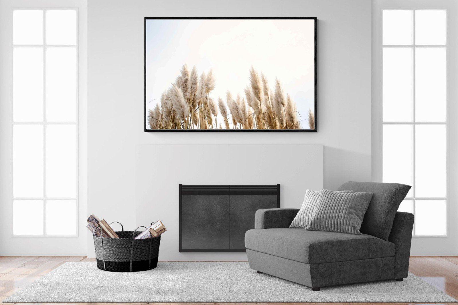 Pampas Grass-Wall_Art-150 x 100cm-Mounted Canvas-Black-Pixalot