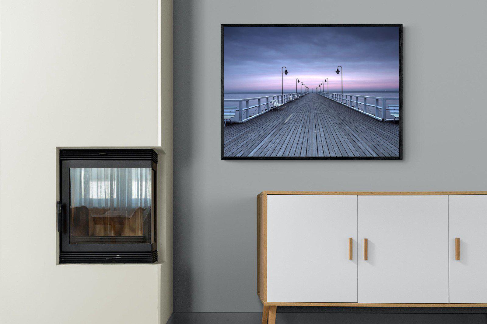 Pastel Pier-Wall_Art-100 x 75cm-Mounted Canvas-Black-Pixalot