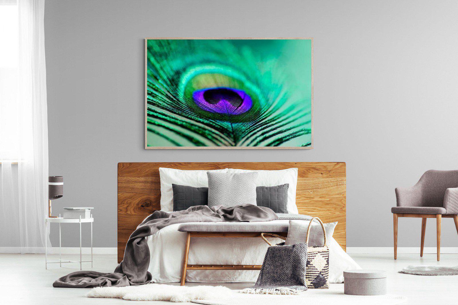 Peacock Feather-Wall_Art-150 x 100cm-Mounted Canvas-Wood-Pixalot