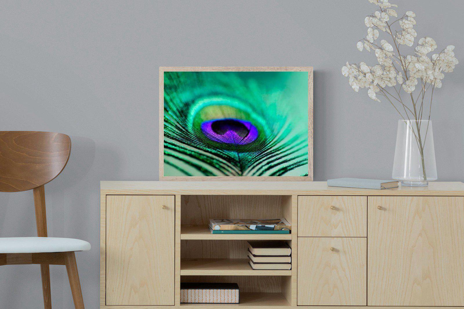 Peacock Feather-Wall_Art-60 x 45cm-Mounted Canvas-Wood-Pixalot