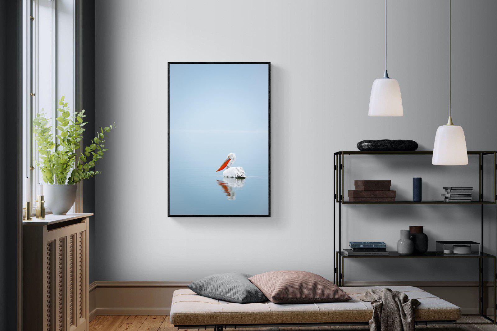 Pelican Blue-Wall_Art-100 x 150cm-Mounted Canvas-Black-Pixalot