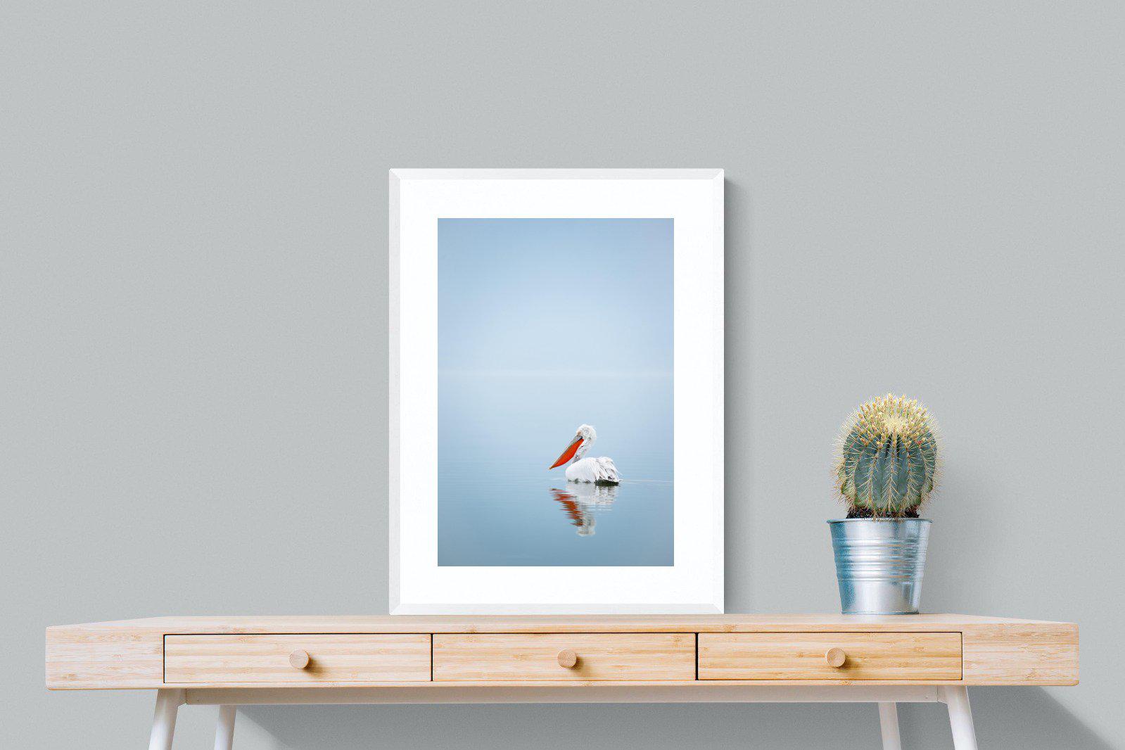 Pelican Blue-Wall_Art-60 x 80cm-Framed Print-White-Pixalot