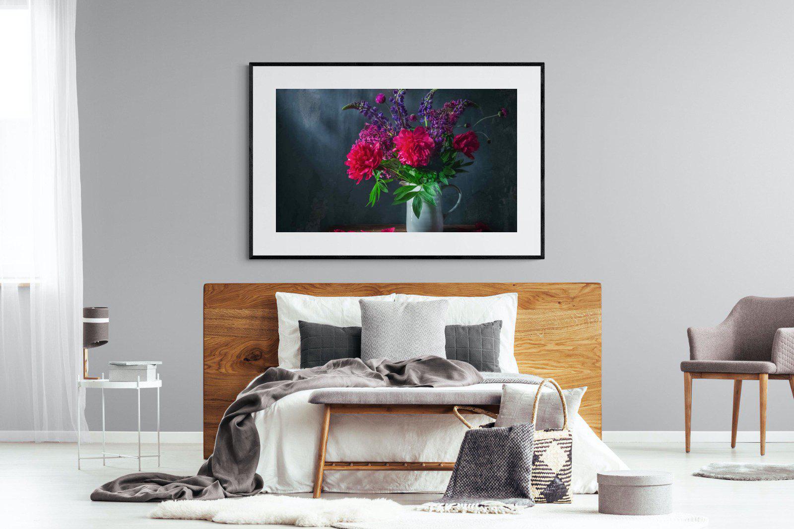 Peony & Lupin-Wall_Art-150 x 100cm-Framed Print-Black-Pixalot