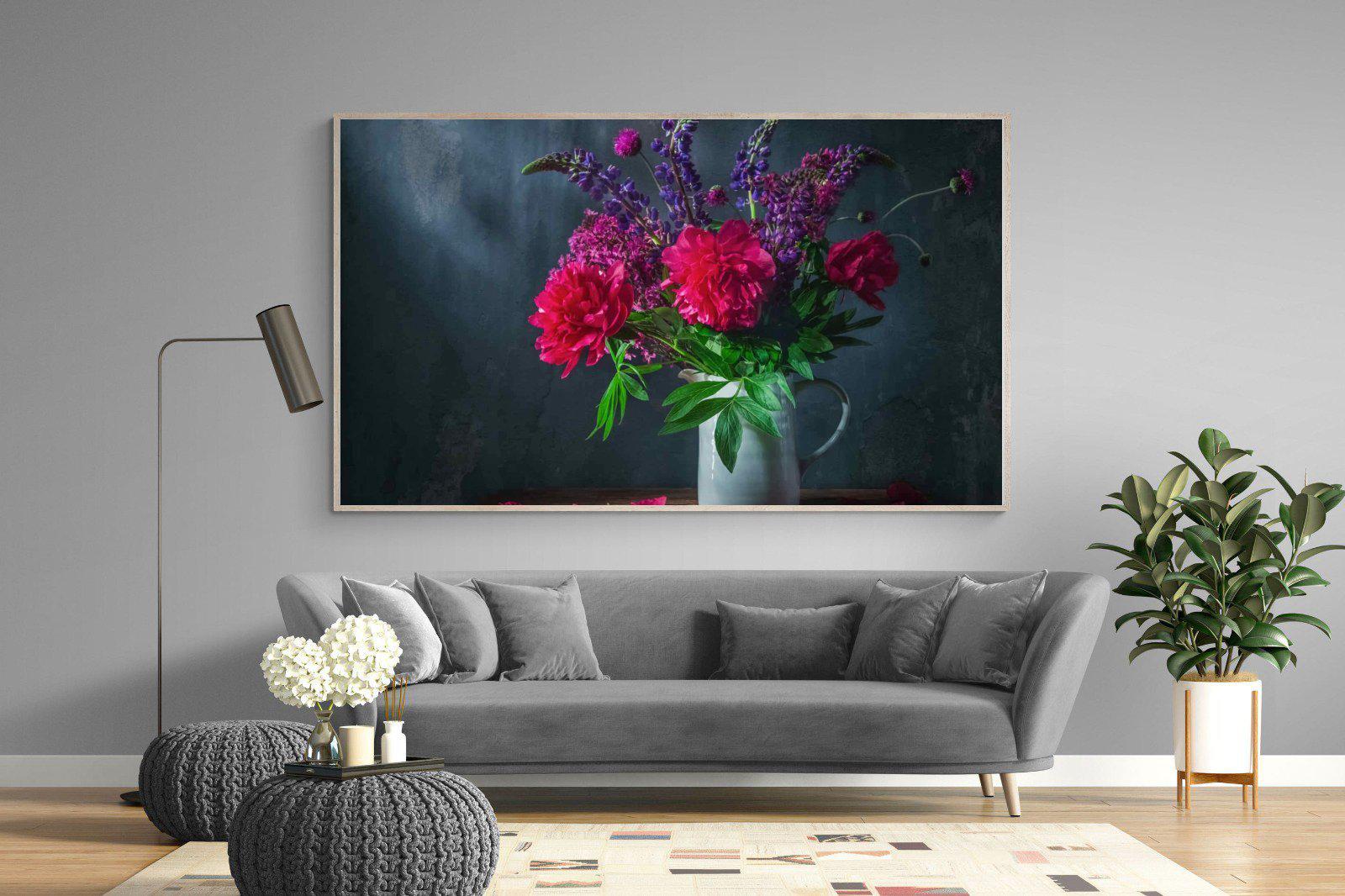 Peony & Lupin-Wall_Art-220 x 130cm-Mounted Canvas-Wood-Pixalot