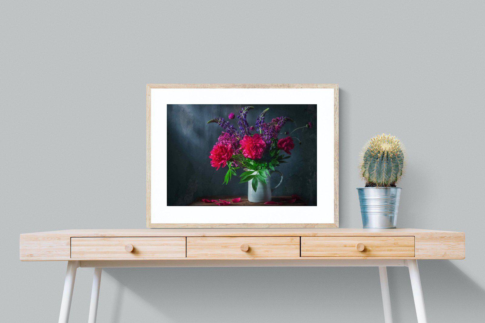 Peony & Lupin-Wall_Art-80 x 60cm-Framed Print-Wood-Pixalot