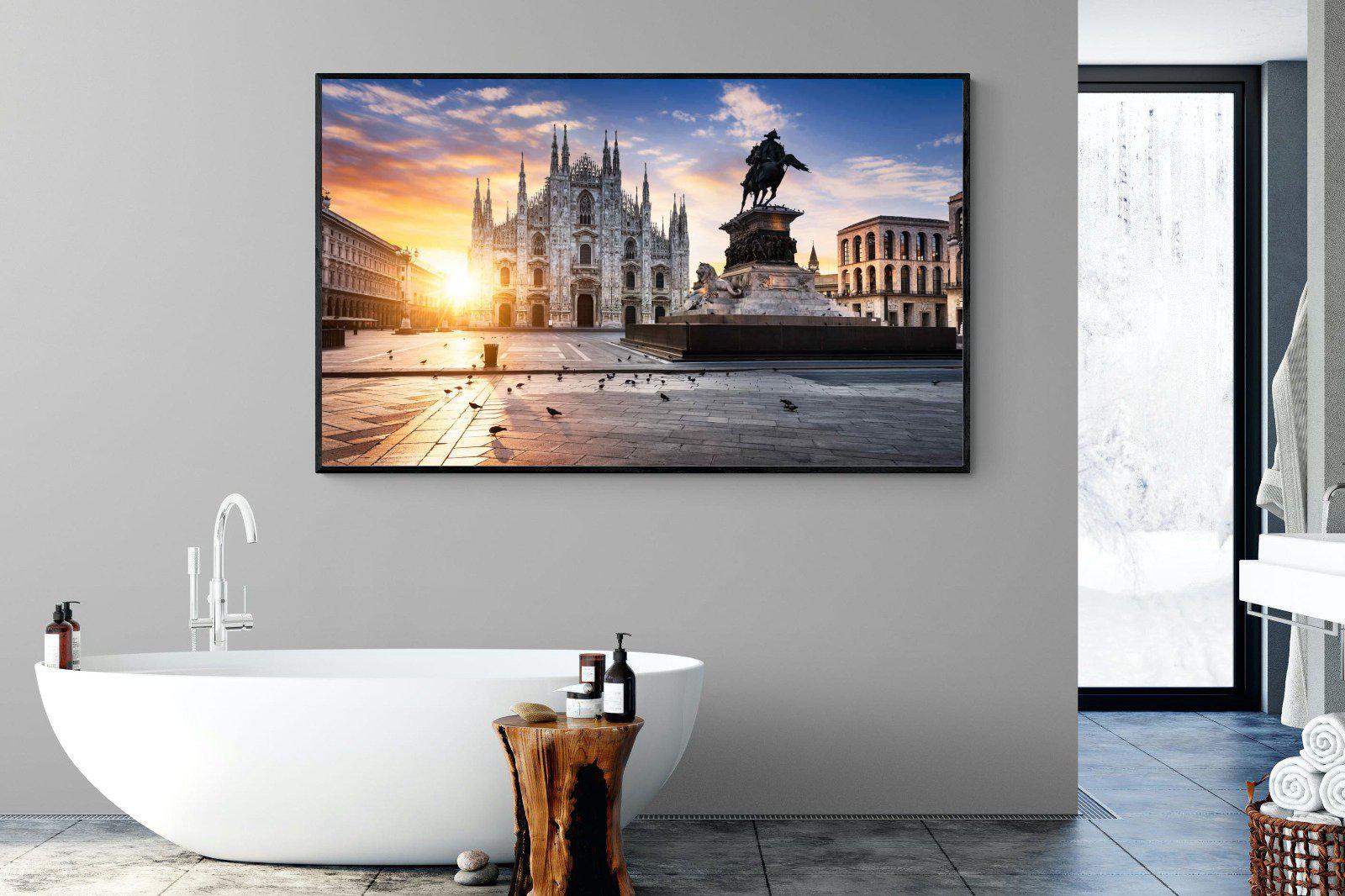 Piazza del Duomo-Wall_Art-180 x 110cm-Mounted Canvas-Black-Pixalot