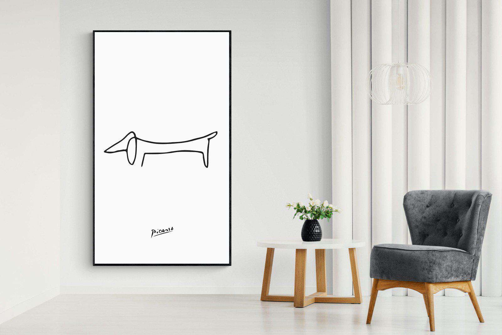 Picasso's Dachshund-Wall_Art-130 x 220cm-Mounted Canvas-Black-Pixalot