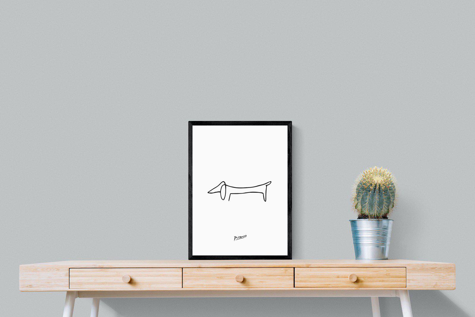 Picasso's Dachshund-Wall_Art-45 x 60cm-Mounted Canvas-Black-Pixalot