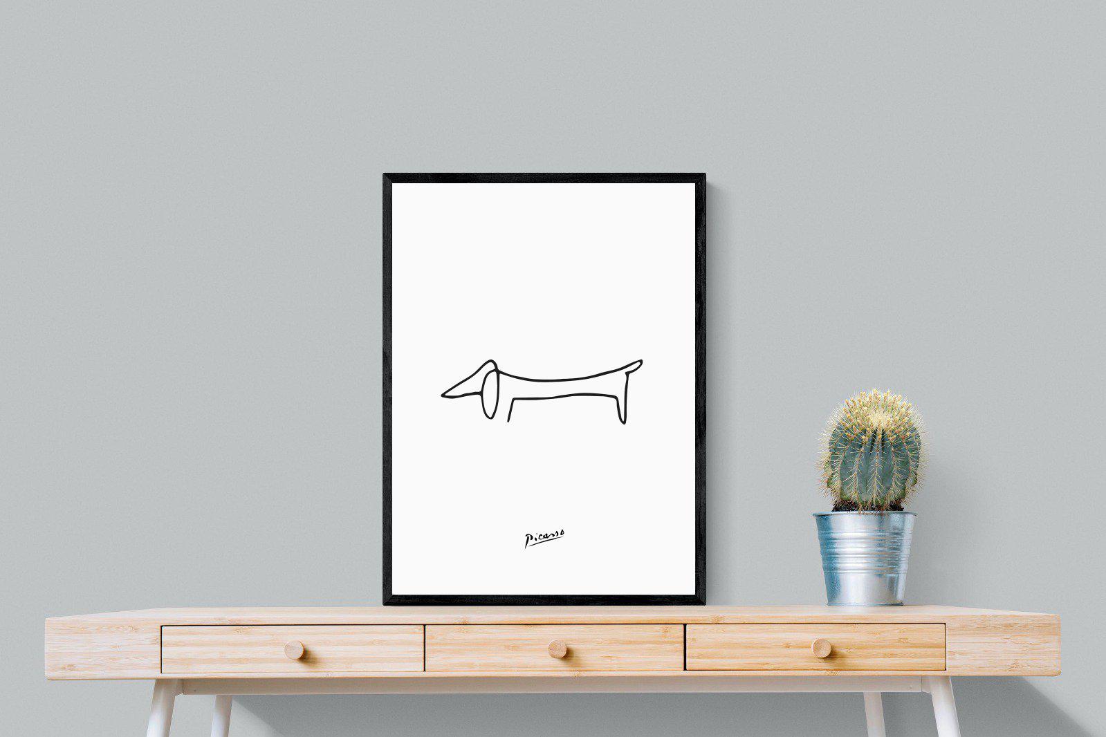 Picasso's Dachshund-Wall_Art-60 x 80cm-Mounted Canvas-Black-Pixalot