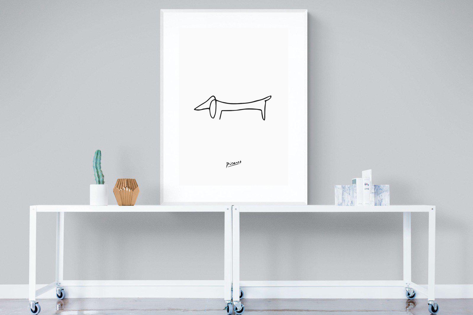 Picasso's Dachshund-Wall_Art-90 x 120cm-Framed Print-White-Pixalot