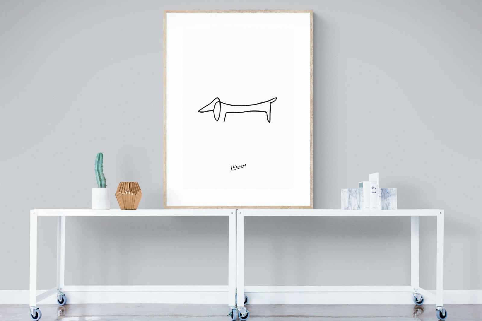 Picasso's Dachshund-Wall_Art-90 x 120cm-Framed Print-Wood-Pixalot