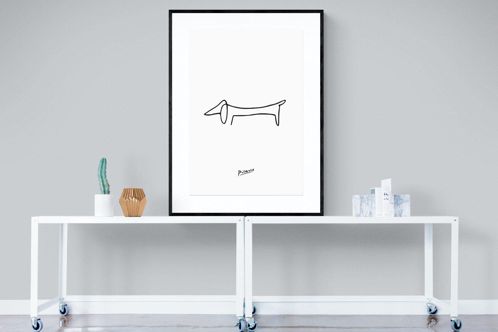 Picasso's Dachshund-Wall_Art-90 x 120cm-Framed Print-Black-Pixalot