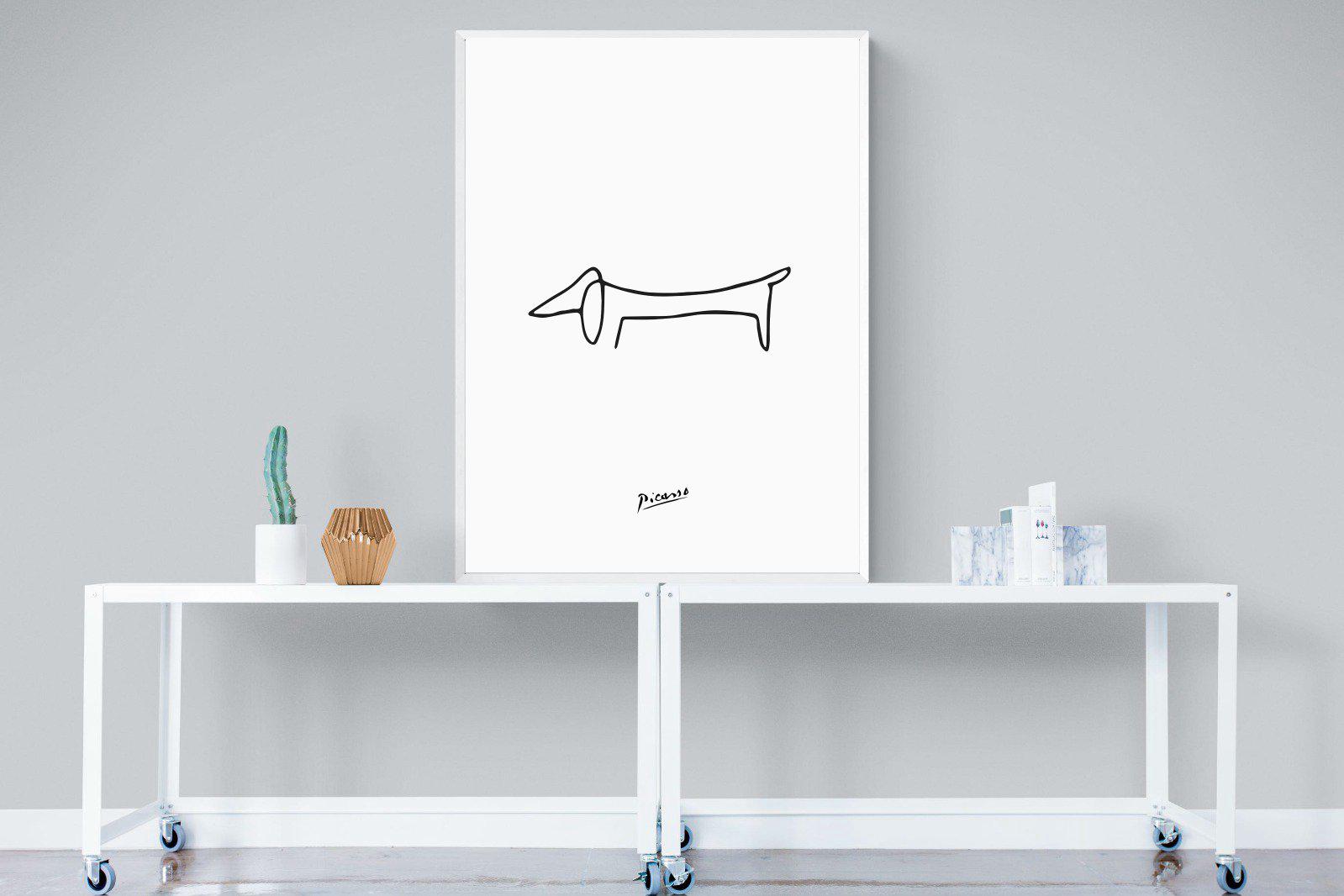 Picasso's Dachshund-Wall_Art-90 x 120cm-Mounted Canvas-White-Pixalot