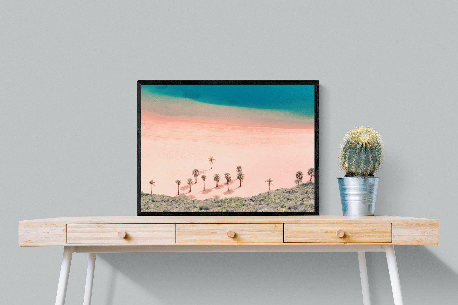 Pink Beach-Wall_Art-80 x 60cm-Mounted Canvas-Black-Pixalot