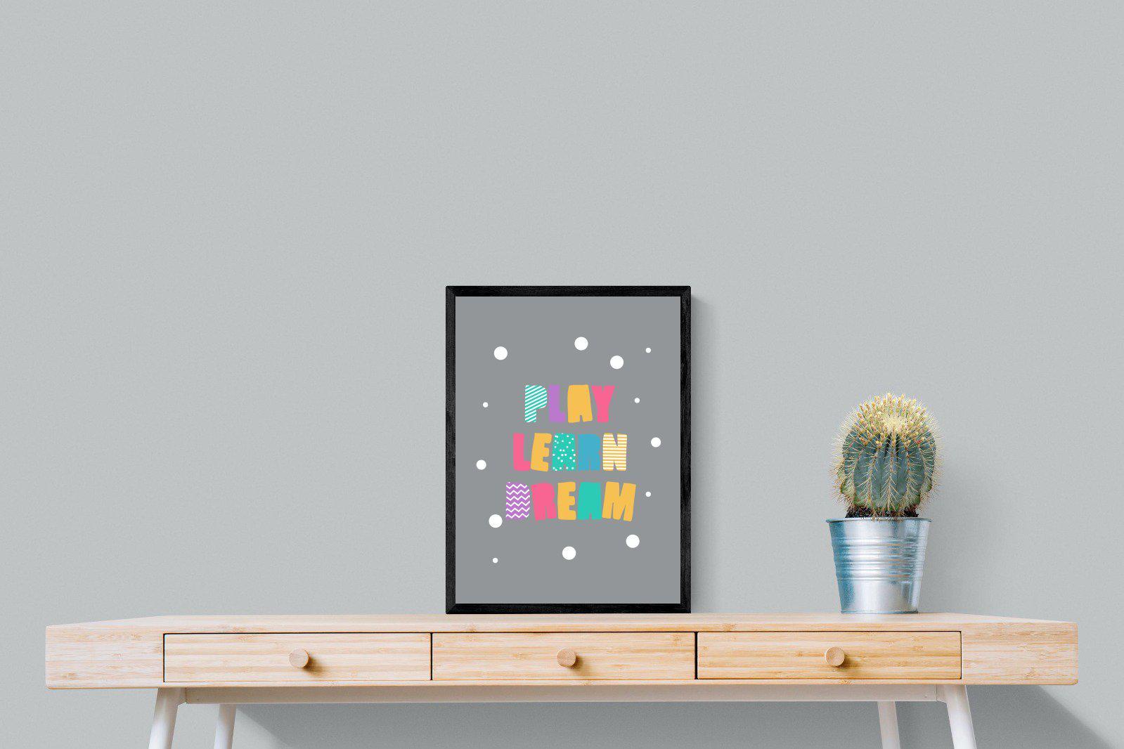 Play, Learn, Dream-Wall_Art-45 x 60cm-Mounted Canvas-Black-Pixalot