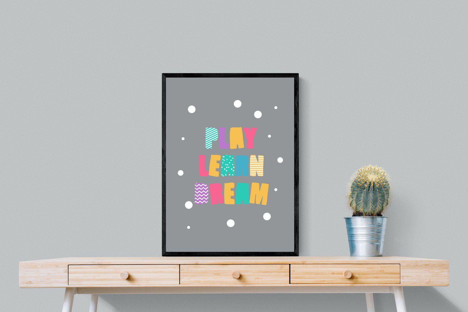 Play, Learn, Dream-Wall_Art-60 x 80cm-Mounted Canvas-Black-Pixalot