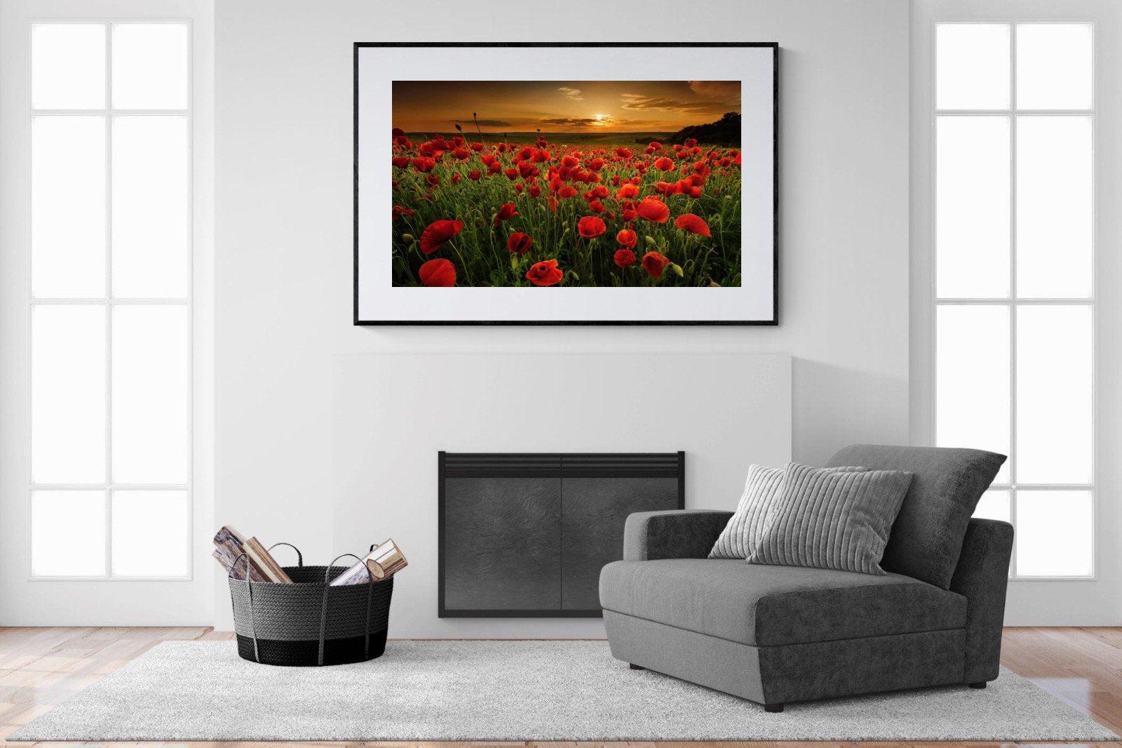 Poppy Fields-Wall_Art-150 x 100cm-Framed Print-Black-Pixalot