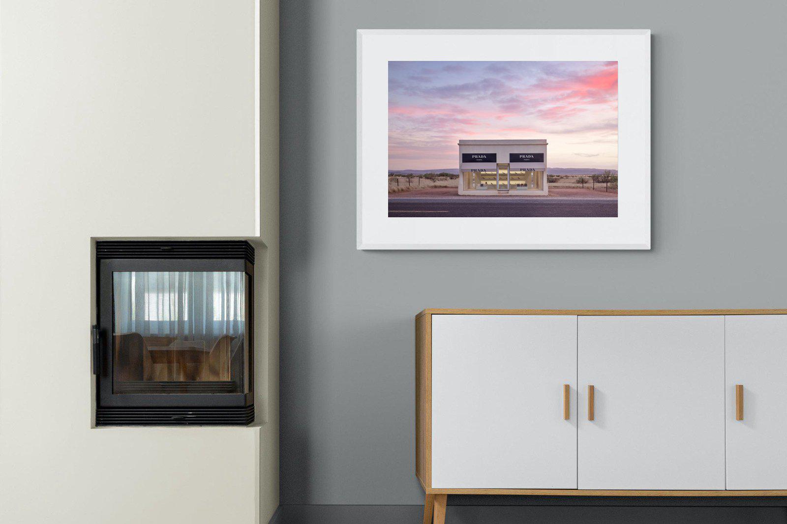 Prada Marfa-Wall_Art-100 x 75cm-Framed Print-White-Pixalot