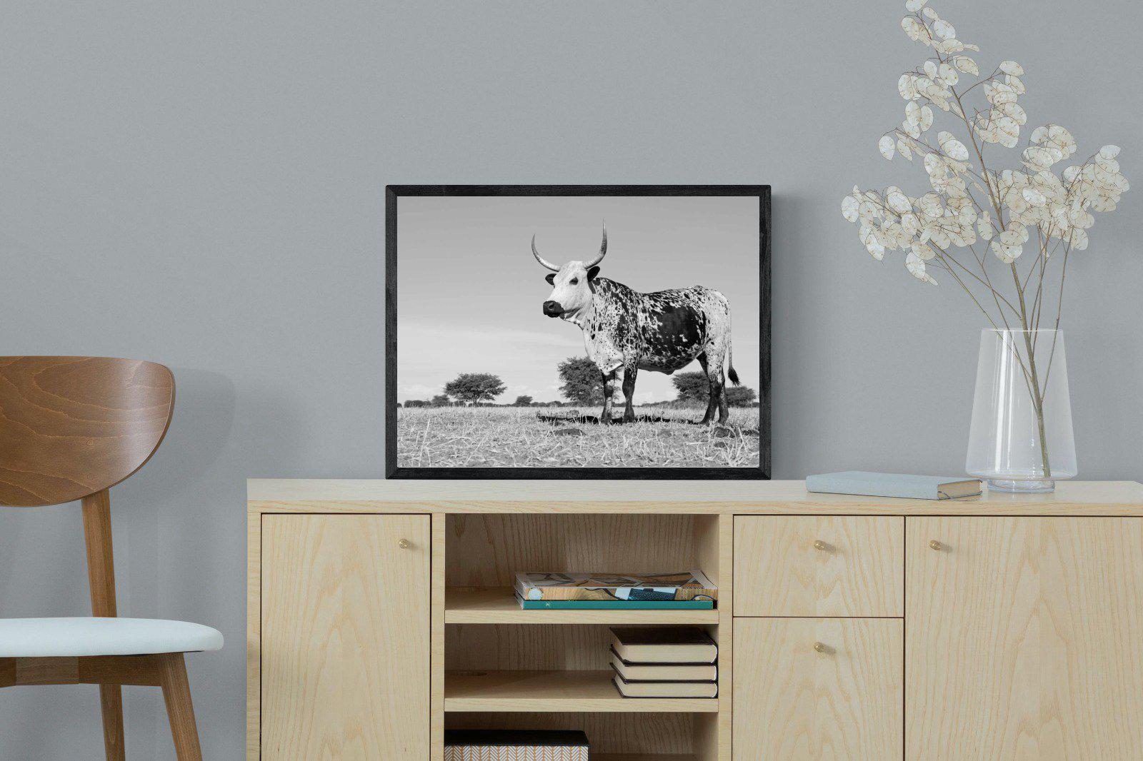 Proud Nguni-Wall_Art-60 x 45cm-Mounted Canvas-Black-Pixalot