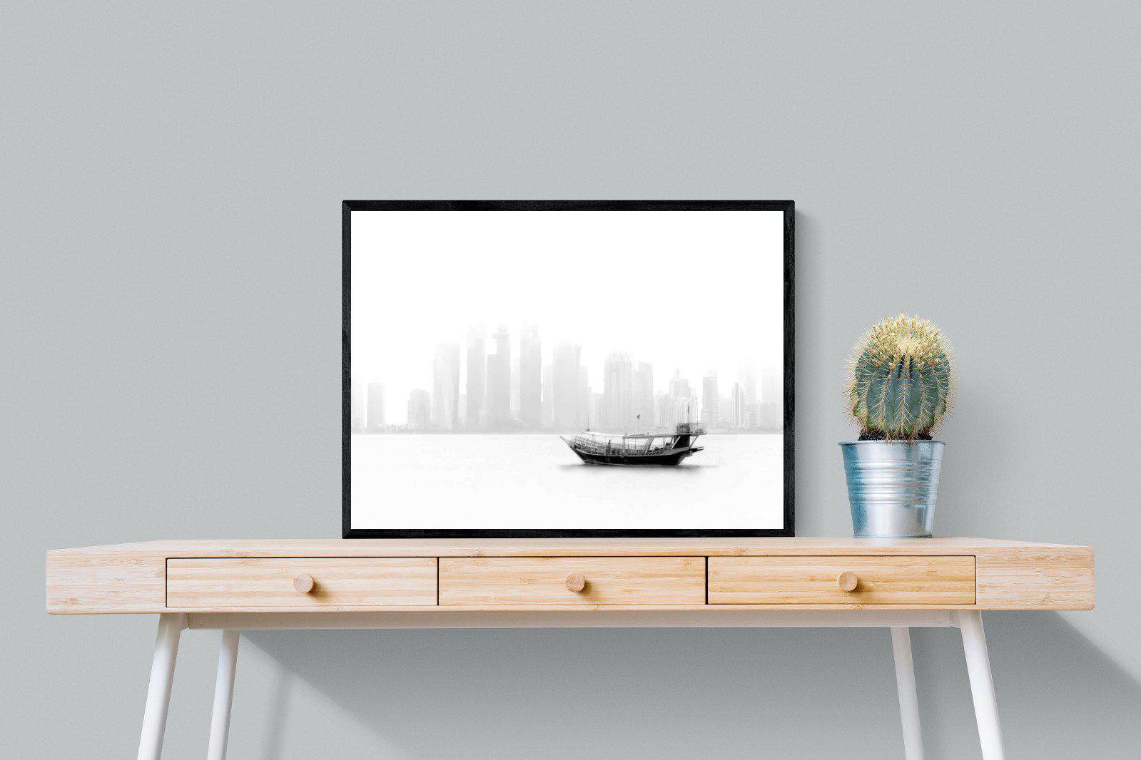 Qatar Junk-Wall_Art-80 x 60cm-Mounted Canvas-Black-Pixalot