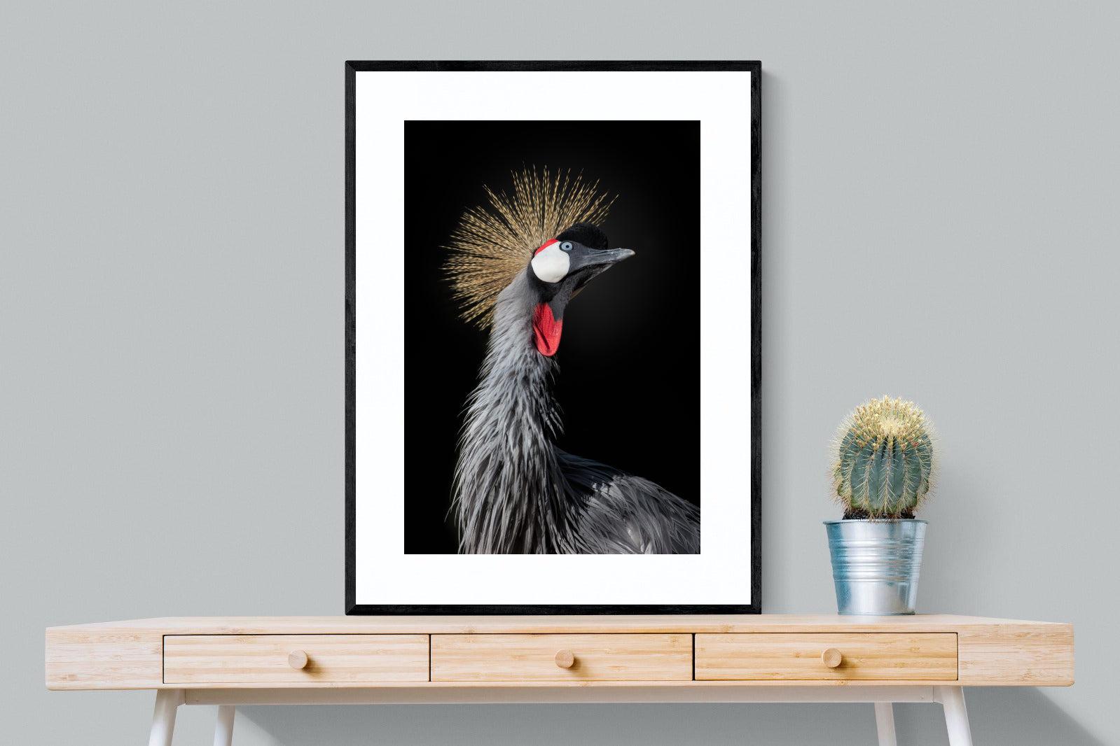 Queen Crane-Wall_Art-75 x 100cm-Framed Print-Black-Pixalot