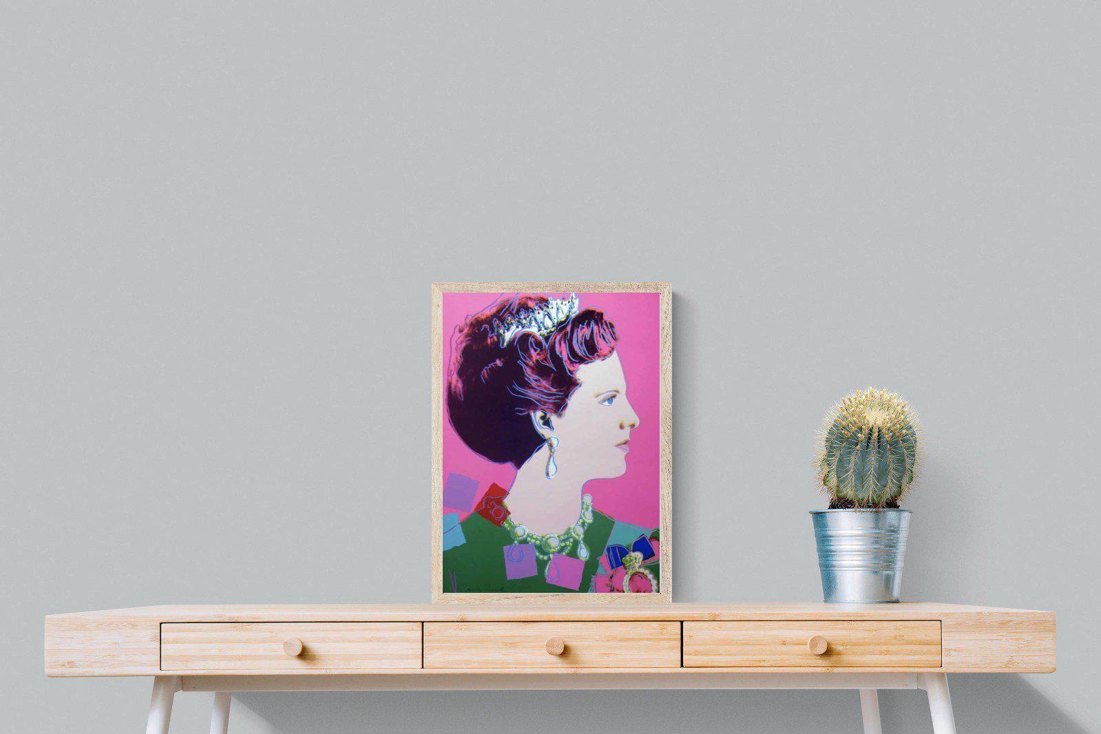 Queen Margrethe II-Wall_Art-45 x 60cm-Mounted Canvas-Wood-Pixalot