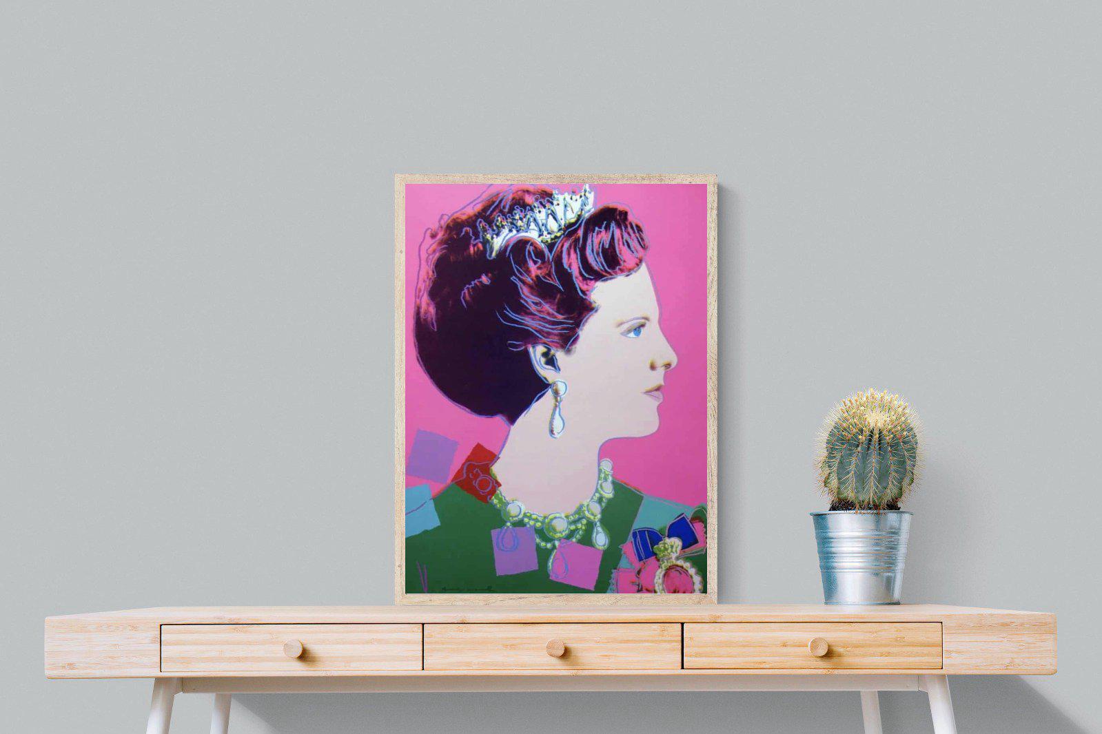 Queen Margrethe II-Wall_Art-60 x 80cm-Mounted Canvas-Wood-Pixalot