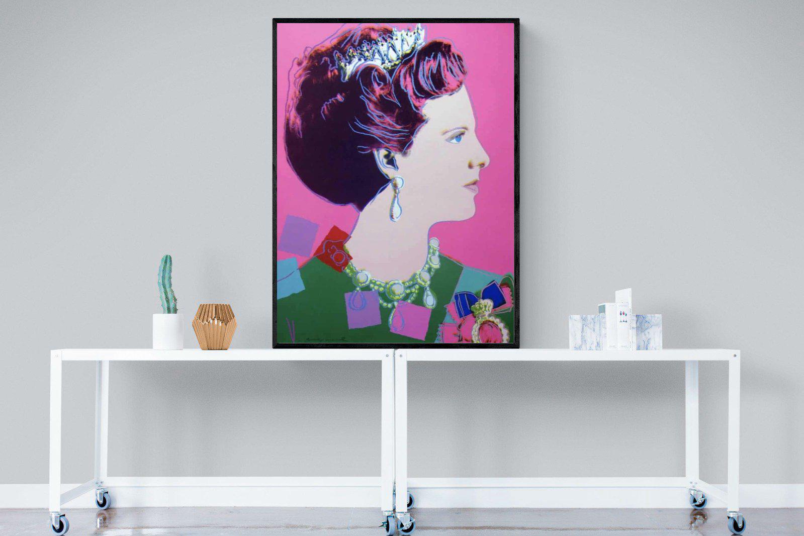 Queen Margrethe II-Wall_Art-90 x 120cm-Mounted Canvas-Black-Pixalot