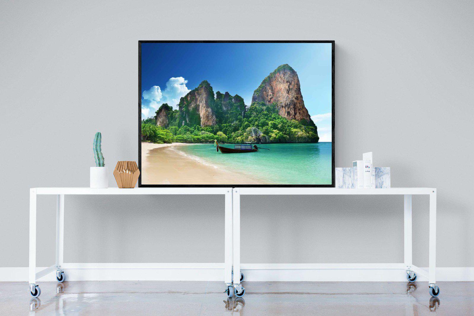 Railay Beach-Wall_Art-120 x 90cm-Mounted Canvas-Black-Pixalot