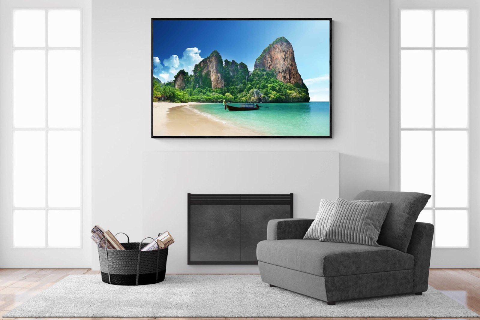 Railay Beach-Wall_Art-150 x 100cm-Mounted Canvas-Black-Pixalot