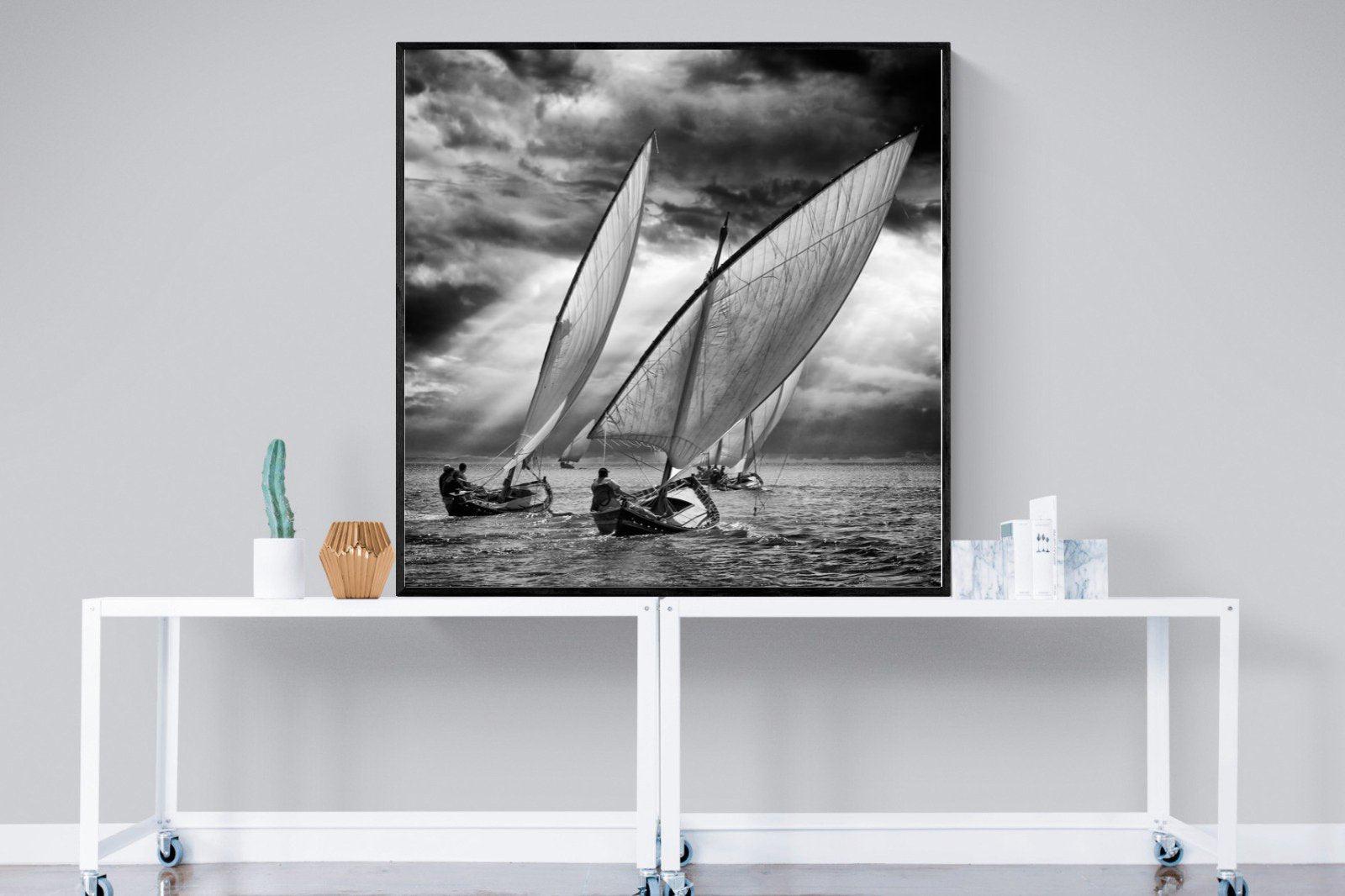 Regatta-Wall_Art-120 x 120cm-Mounted Canvas-Black-Pixalot