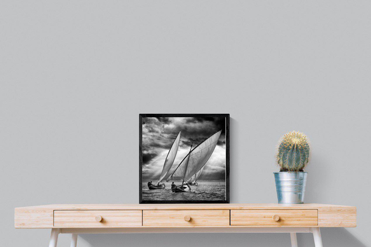 Regatta-Wall_Art-50 x 50cm-Mounted Canvas-Black-Pixalot