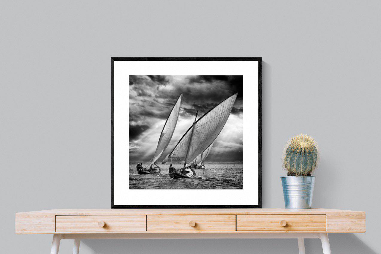 Regatta-Wall_Art-80 x 80cm-Framed Print-Black-Pixalot