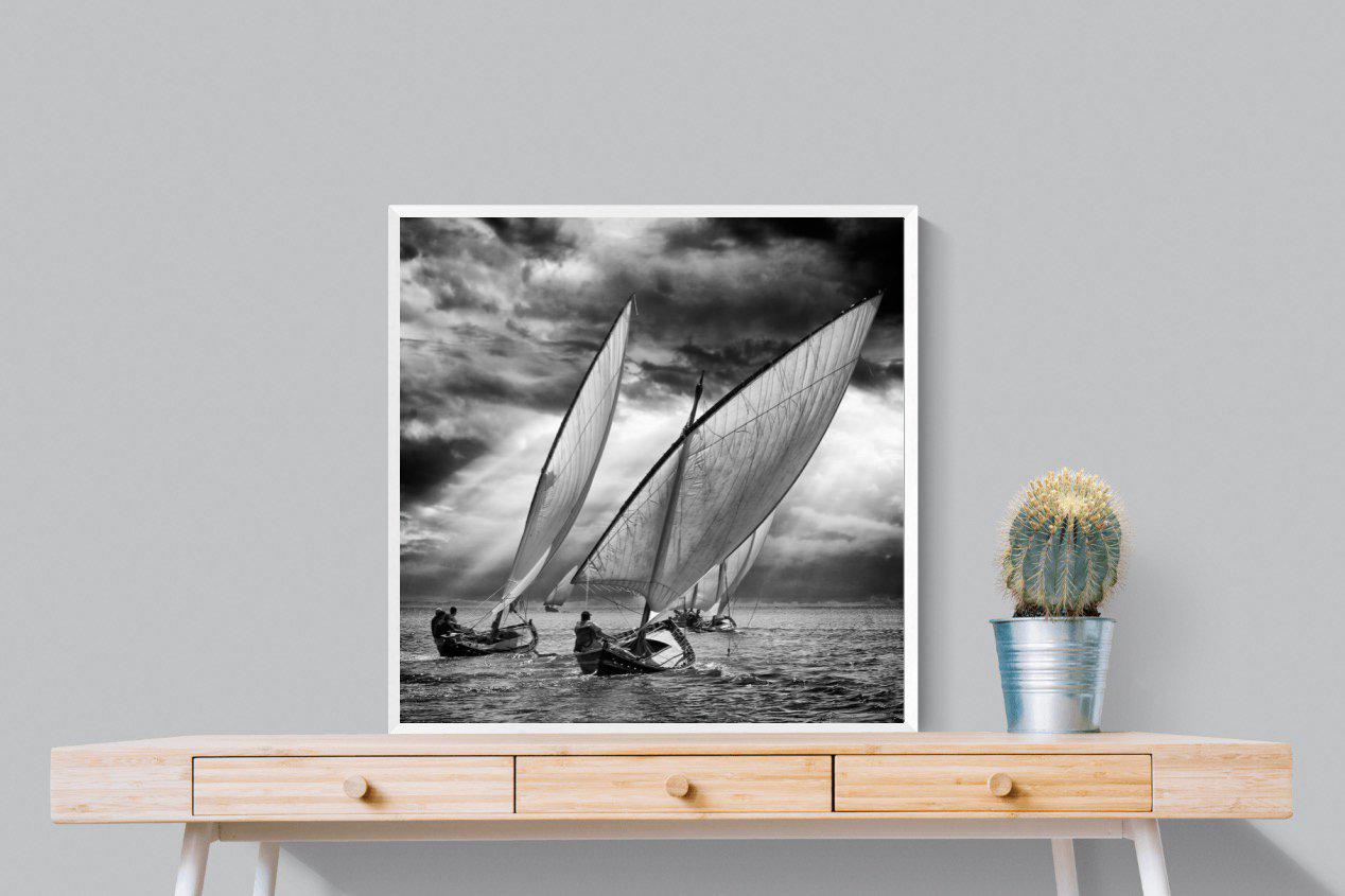 Regatta-Wall_Art-80 x 80cm-Mounted Canvas-White-Pixalot