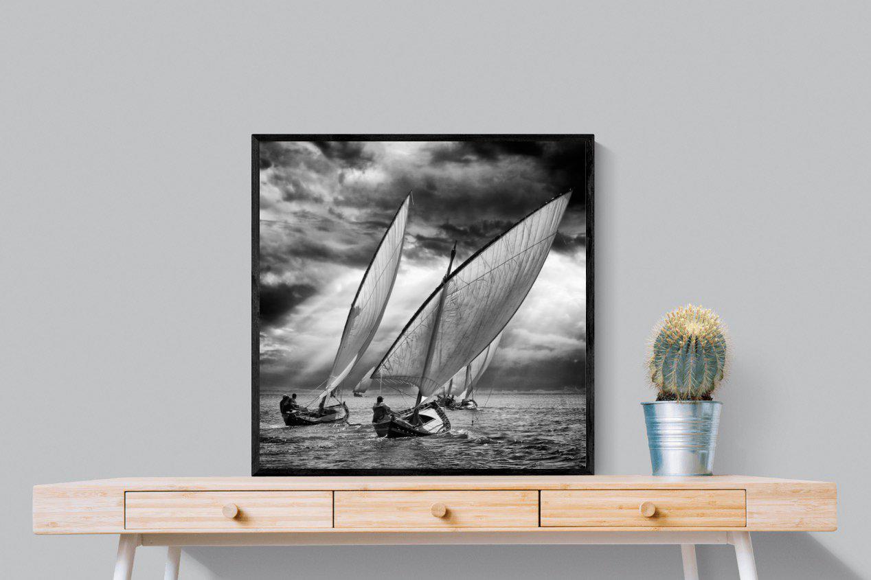 Regatta-Wall_Art-80 x 80cm-Mounted Canvas-Black-Pixalot