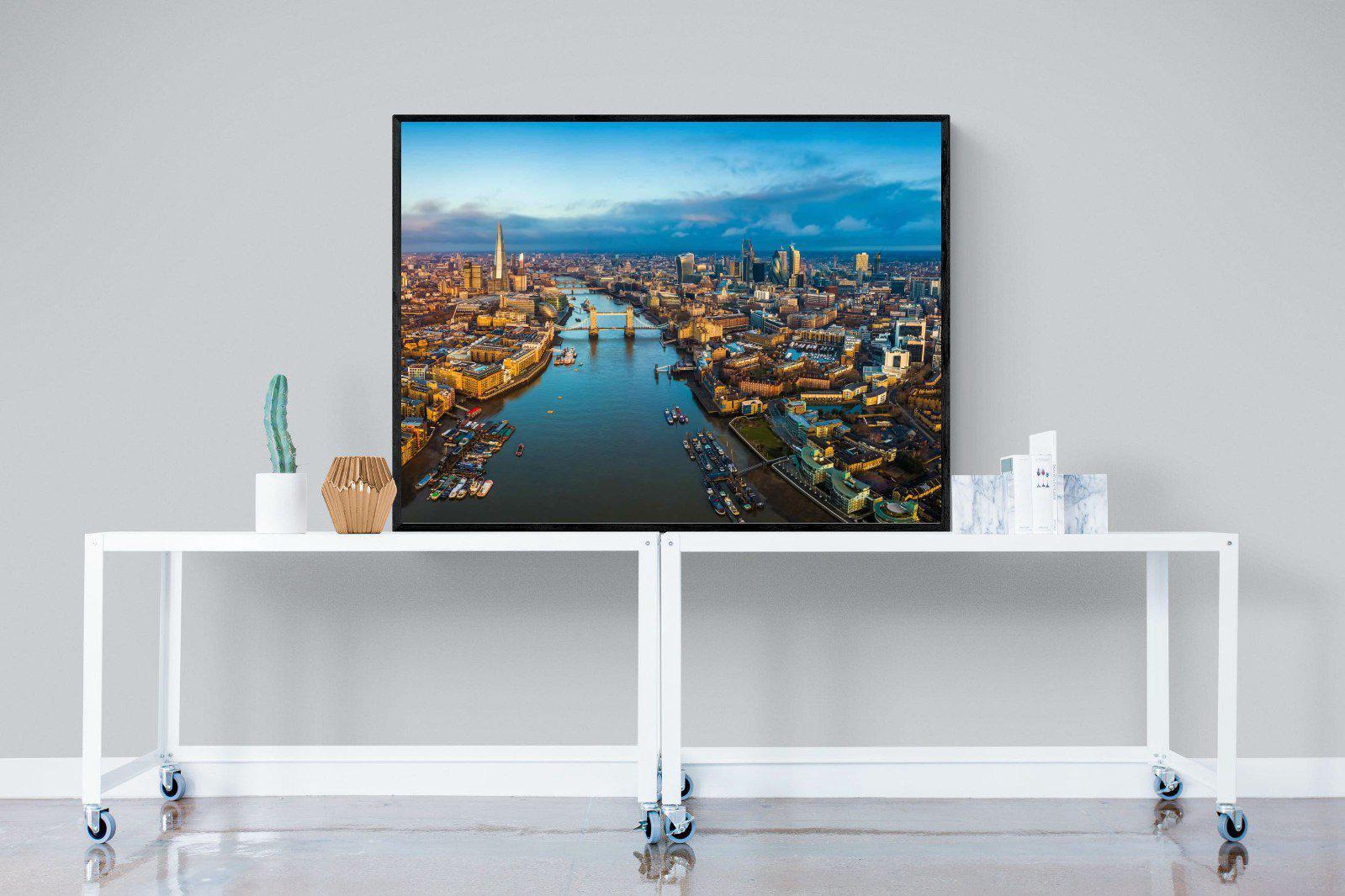 River Thames-Wall_Art-120 x 90cm-Mounted Canvas-Black-Pixalot