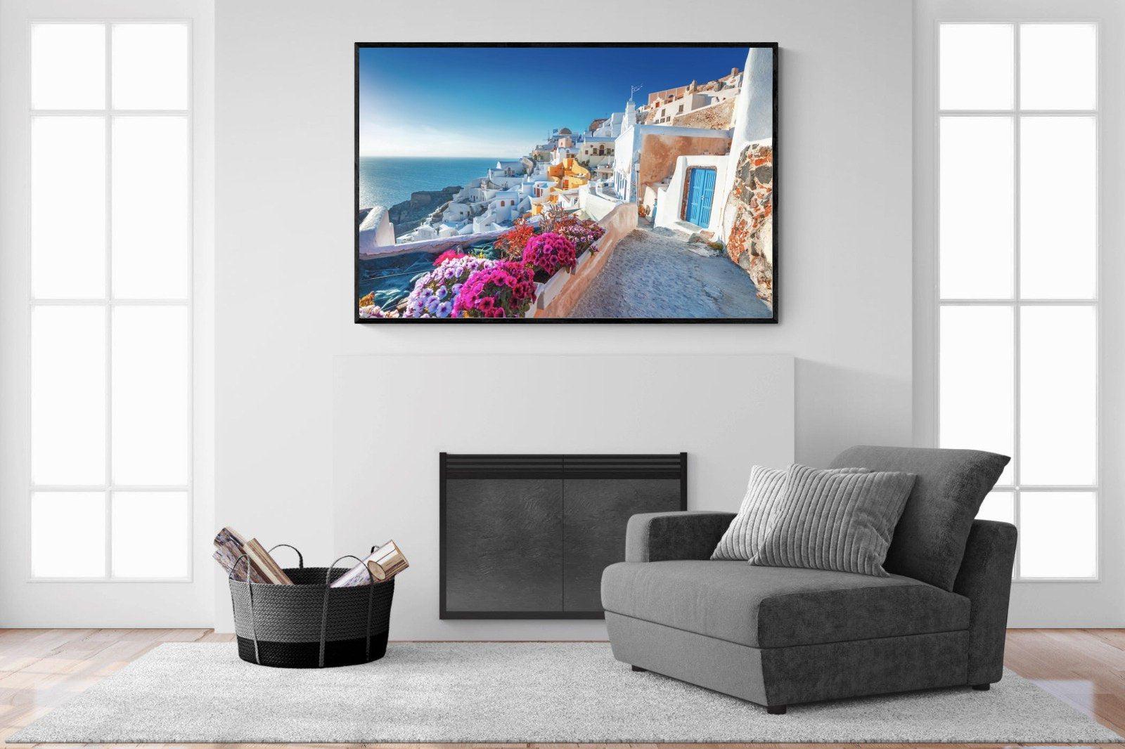 Santorini-Wall_Art-150 x 100cm-Mounted Canvas-Black-Pixalot