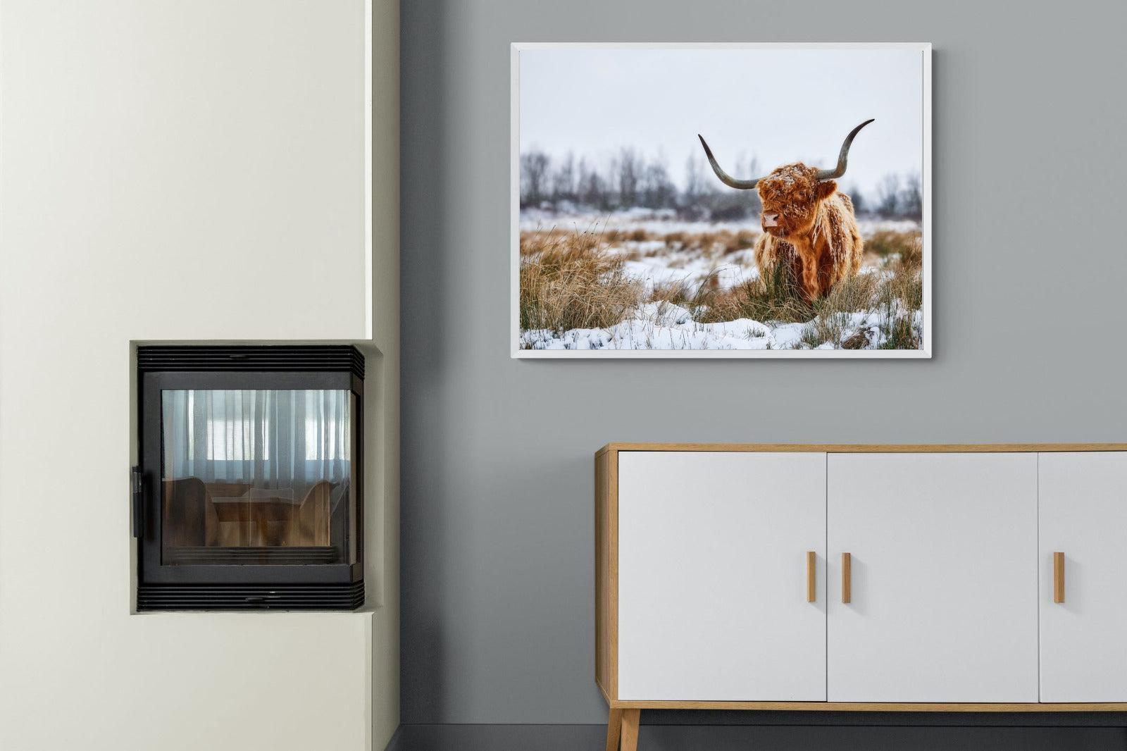 Scottish Highlander (colour)-Wall_Art-100 x 75cm-Mounted Canvas-White-Pixalot