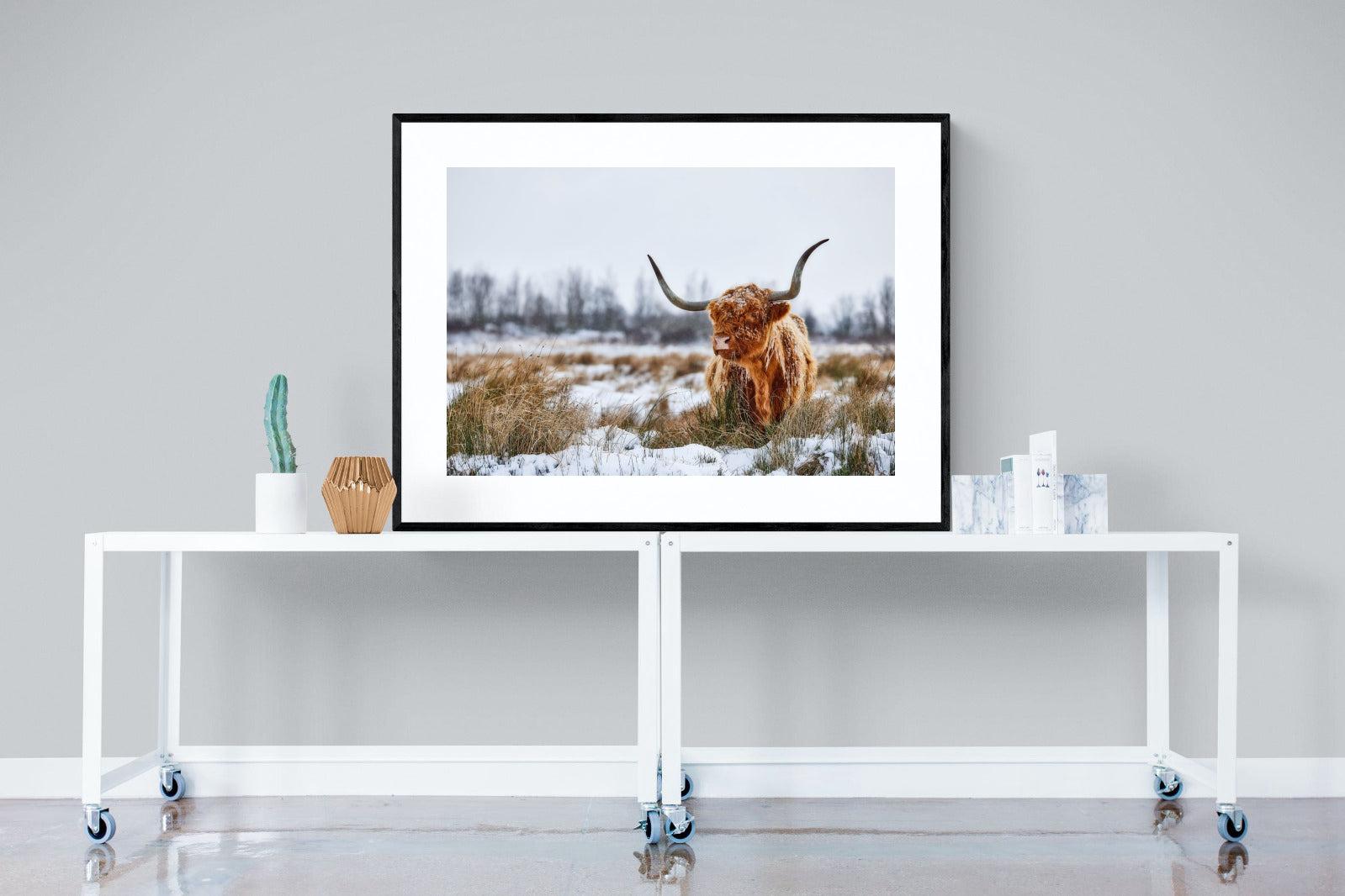 Scottish Highlander (colour)-Wall_Art-120 x 90cm-Framed Print-Black-Pixalot