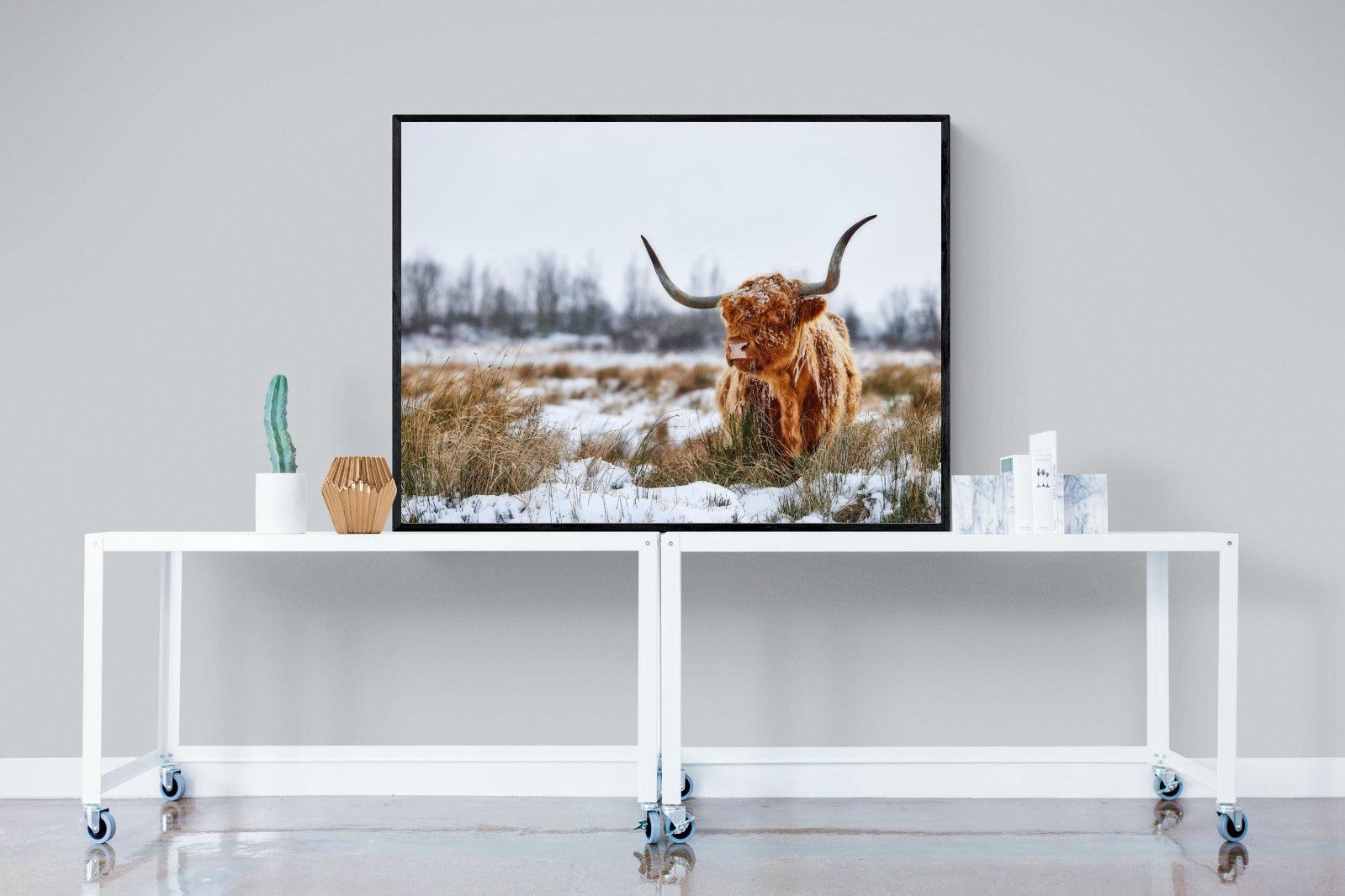 Scottish Highlander (colour)-Wall_Art-120 x 90cm-Mounted Canvas-Black-Pixalot